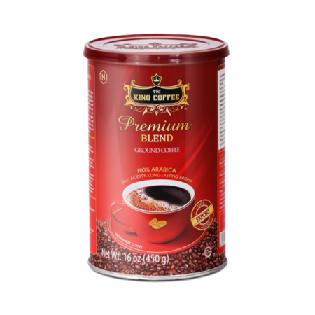 King-coffee-Premium-Blend-lon-450gr-EV.png Cà Phê Rang Xay Premium Blend KING COFFEE - Lon 450g